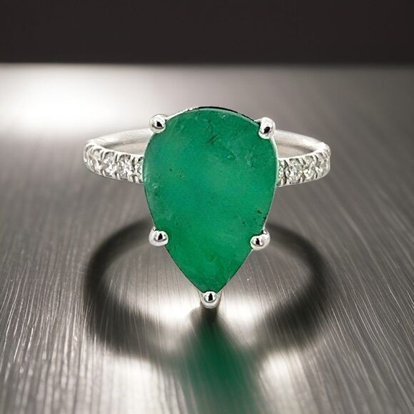 Natural Emerald Diamond Ring 6.5 14k WG 4.62 TCW Certified $4,950 310549 - Picture 15 of 15